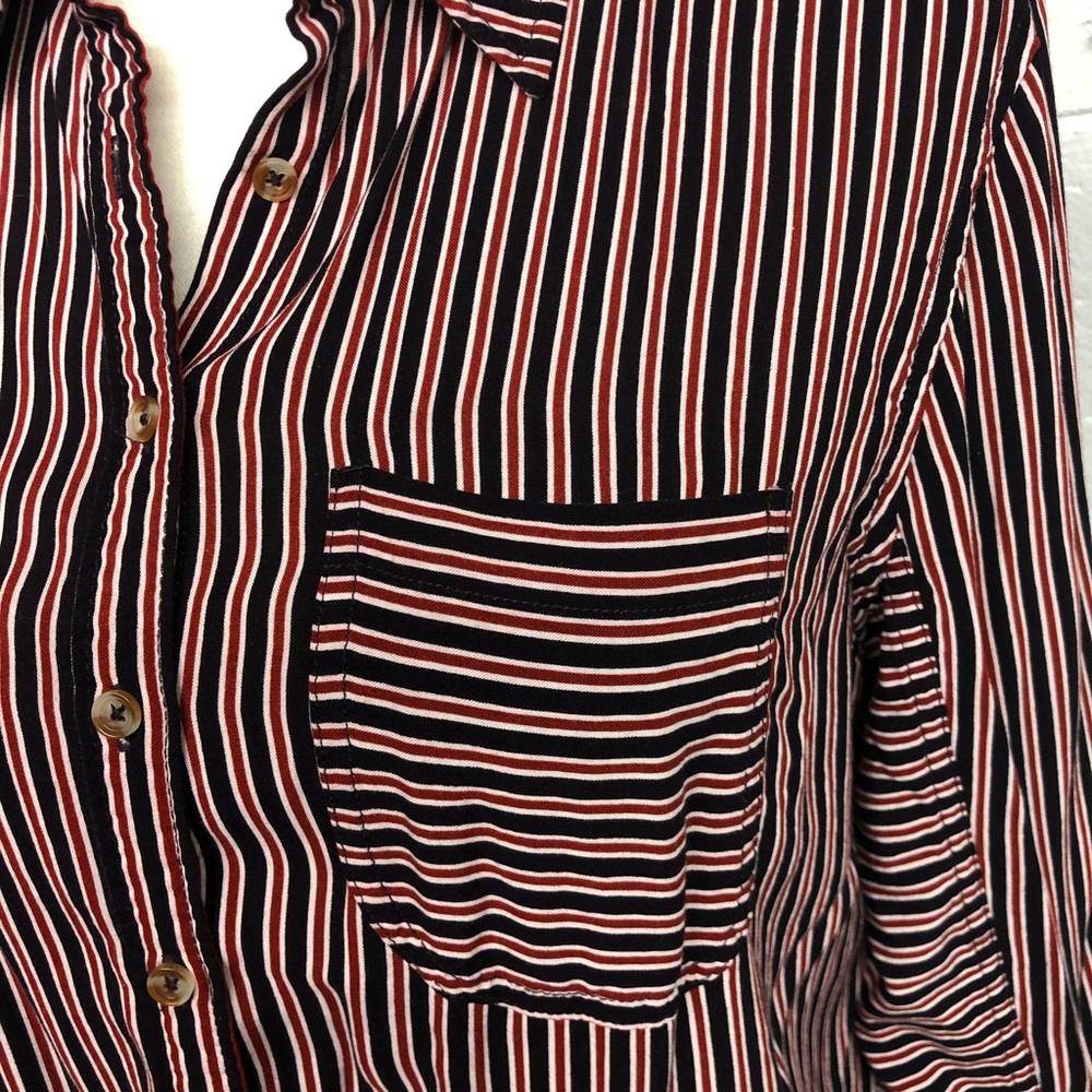 Anthropologie ☀️ Maeve Poplin Striped Button Down - Picture 7 of 11